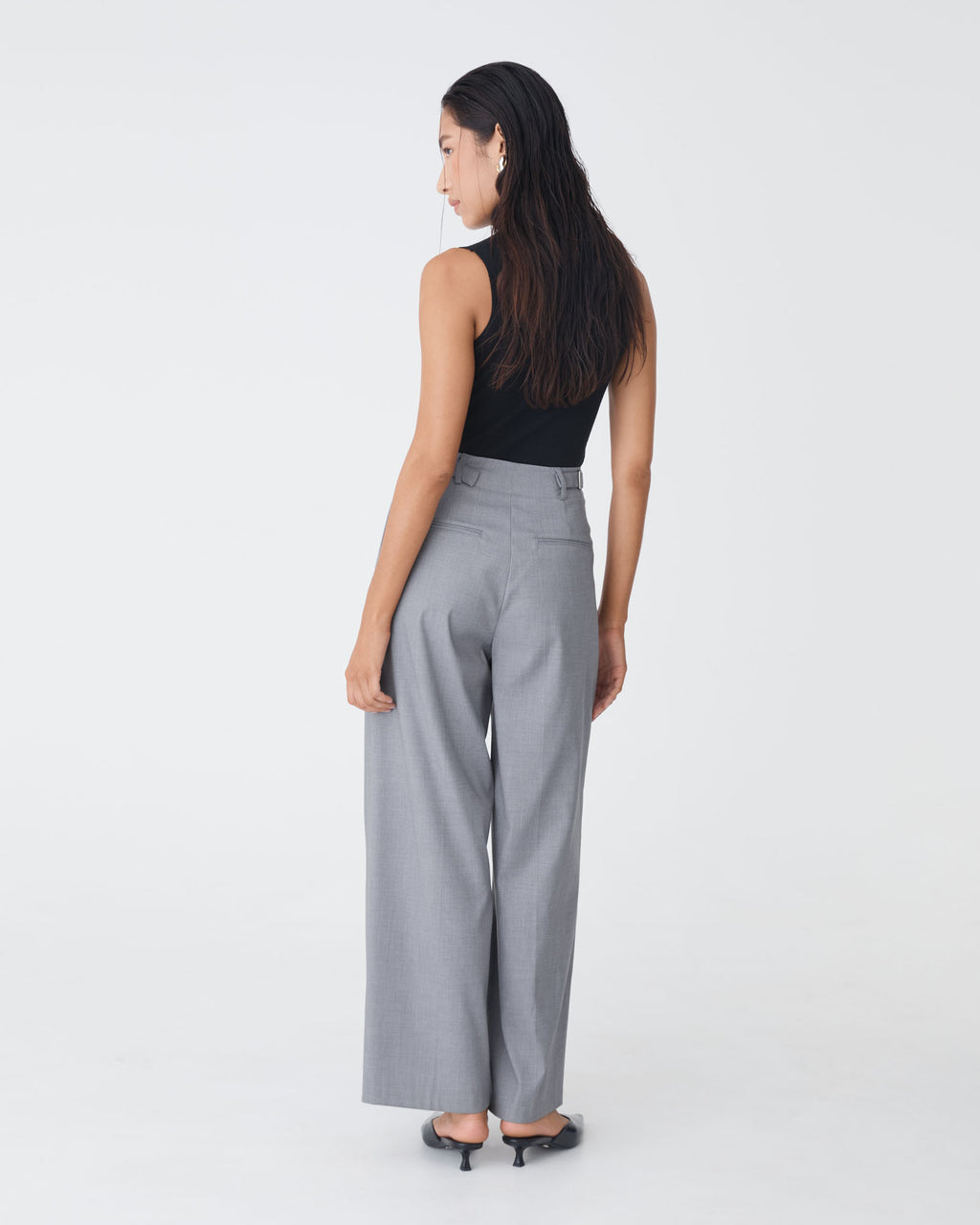 Milan 2 Adjustable Waist Pants in steel — back view