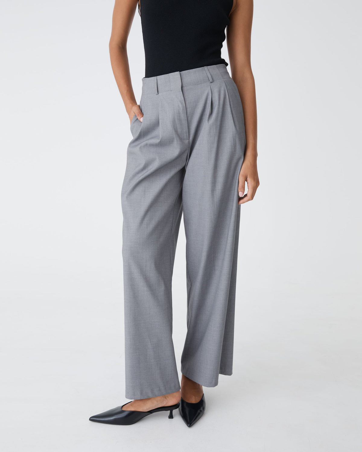 Milan 2 Adjustable Waist Pants in steel — close-up view