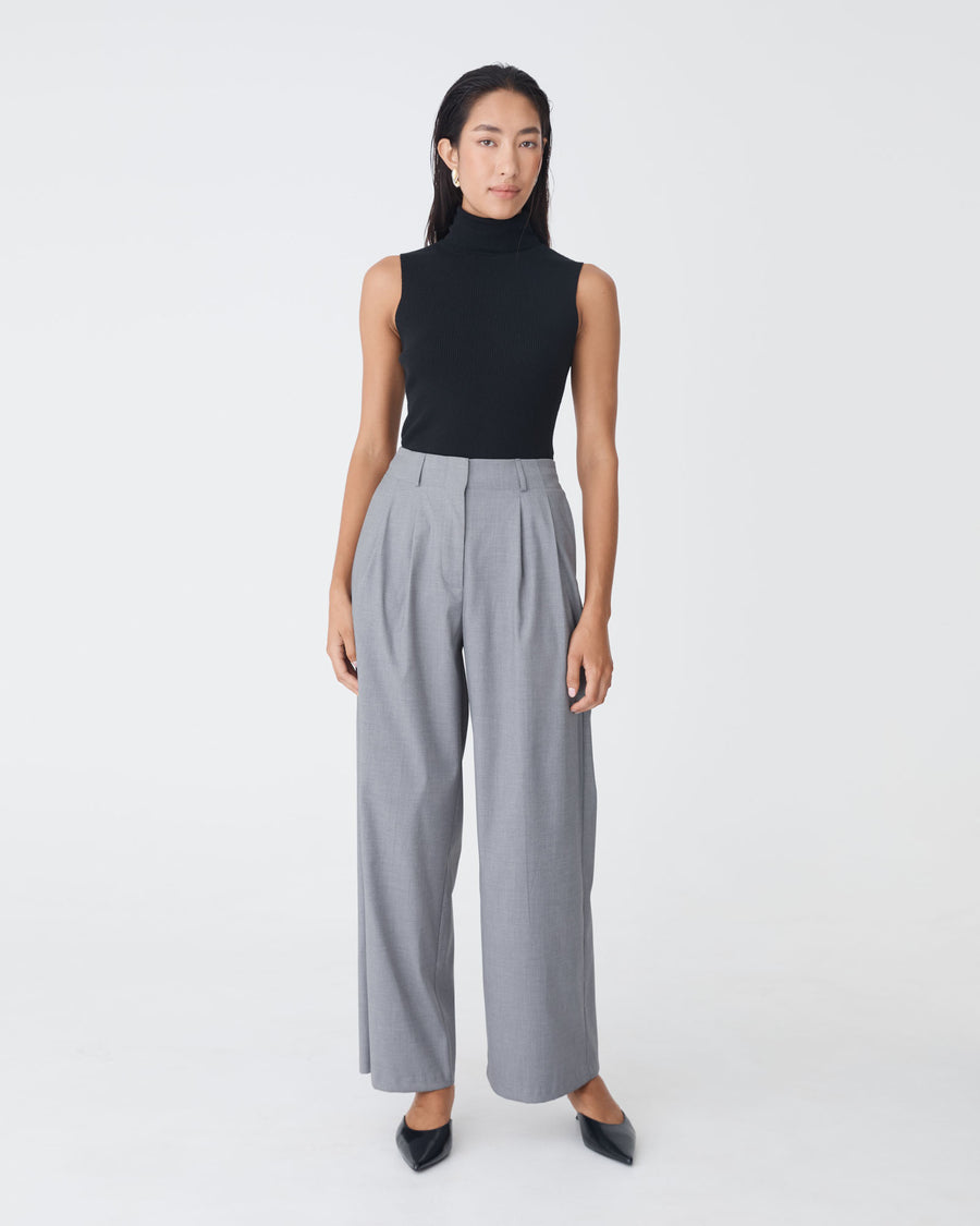 Milan 2 Adjustable Waist Pants in steel — full-length view