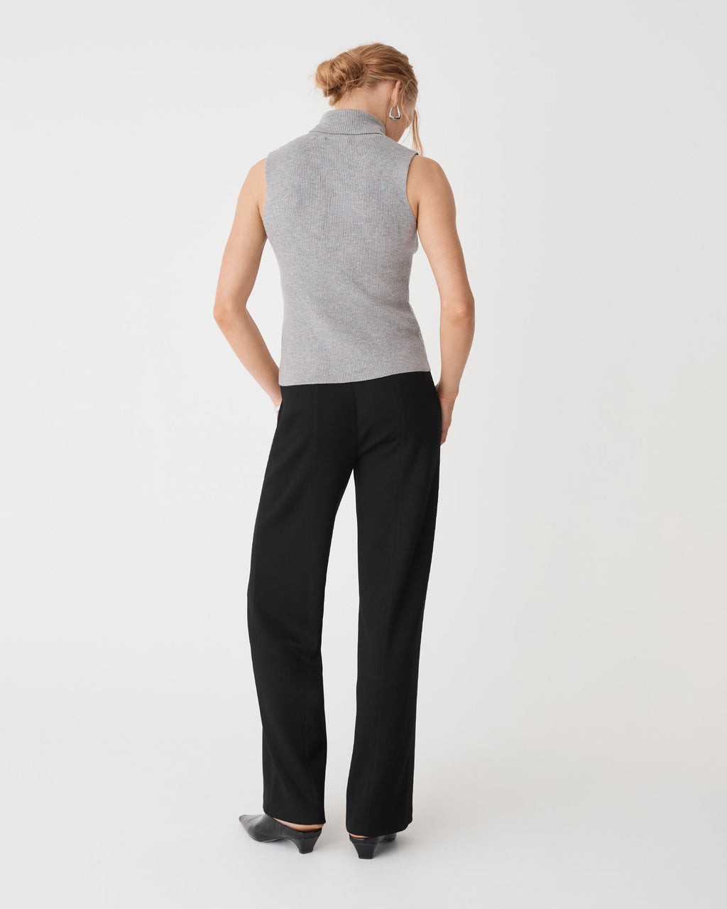 Juno Wide Leg Ponte Pants in black — back view