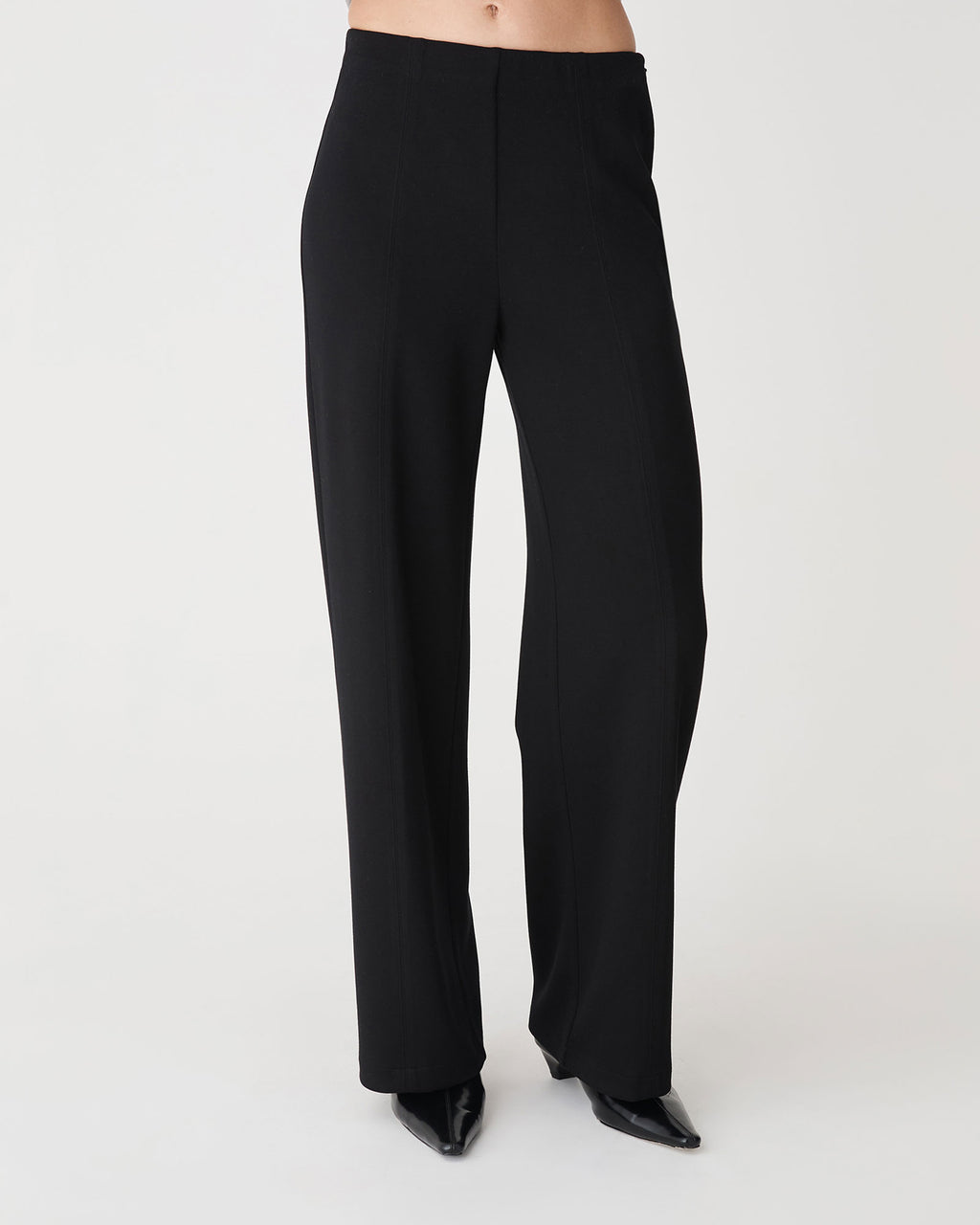 Juno Wide Leg Ponte Pants in black — close-up view 2