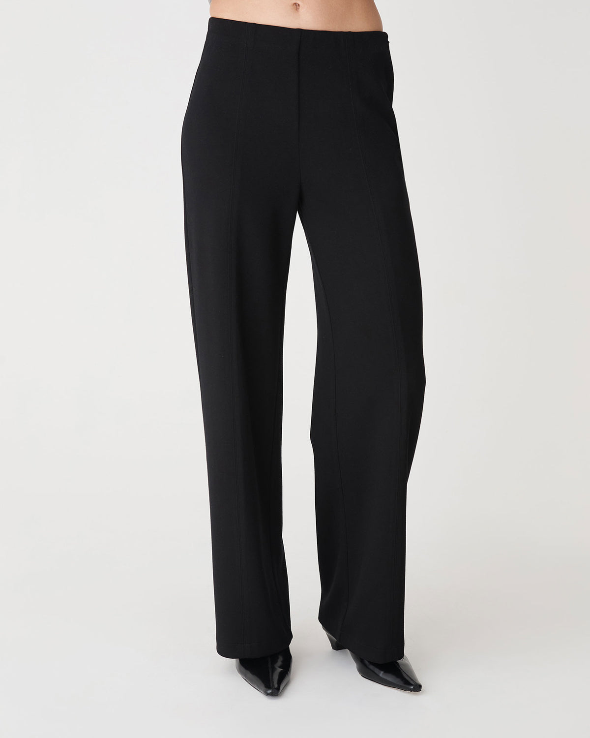 Juno Wide Leg Ponte Pants in black — close-up view 2