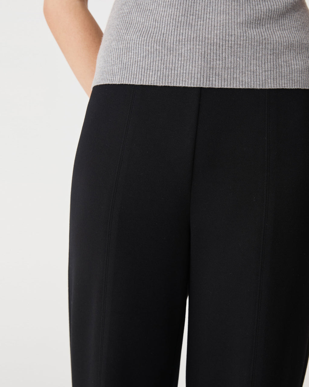 Juno Wide Leg Ponte Pants in black — fabric detail