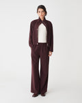 Irene Elastic Waist Pants in mahogany — full-length view