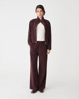 Irene Elastic Waist Pants in mahogany — full-length view