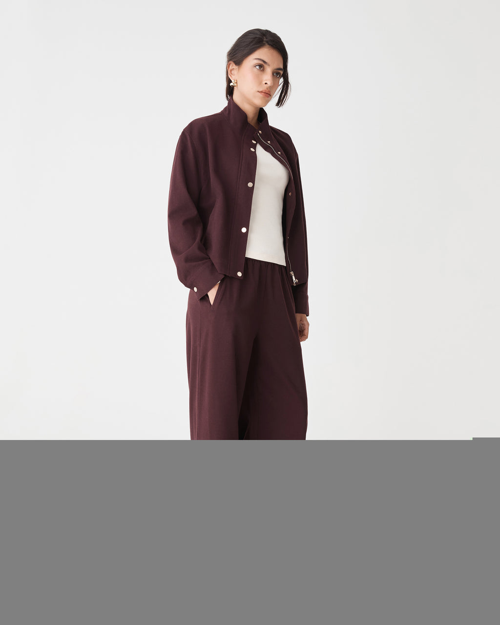 Irene Elastic Waist Pants in mahogany — side view