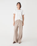 Irene Elastic Waist Pants in oat — full-length view