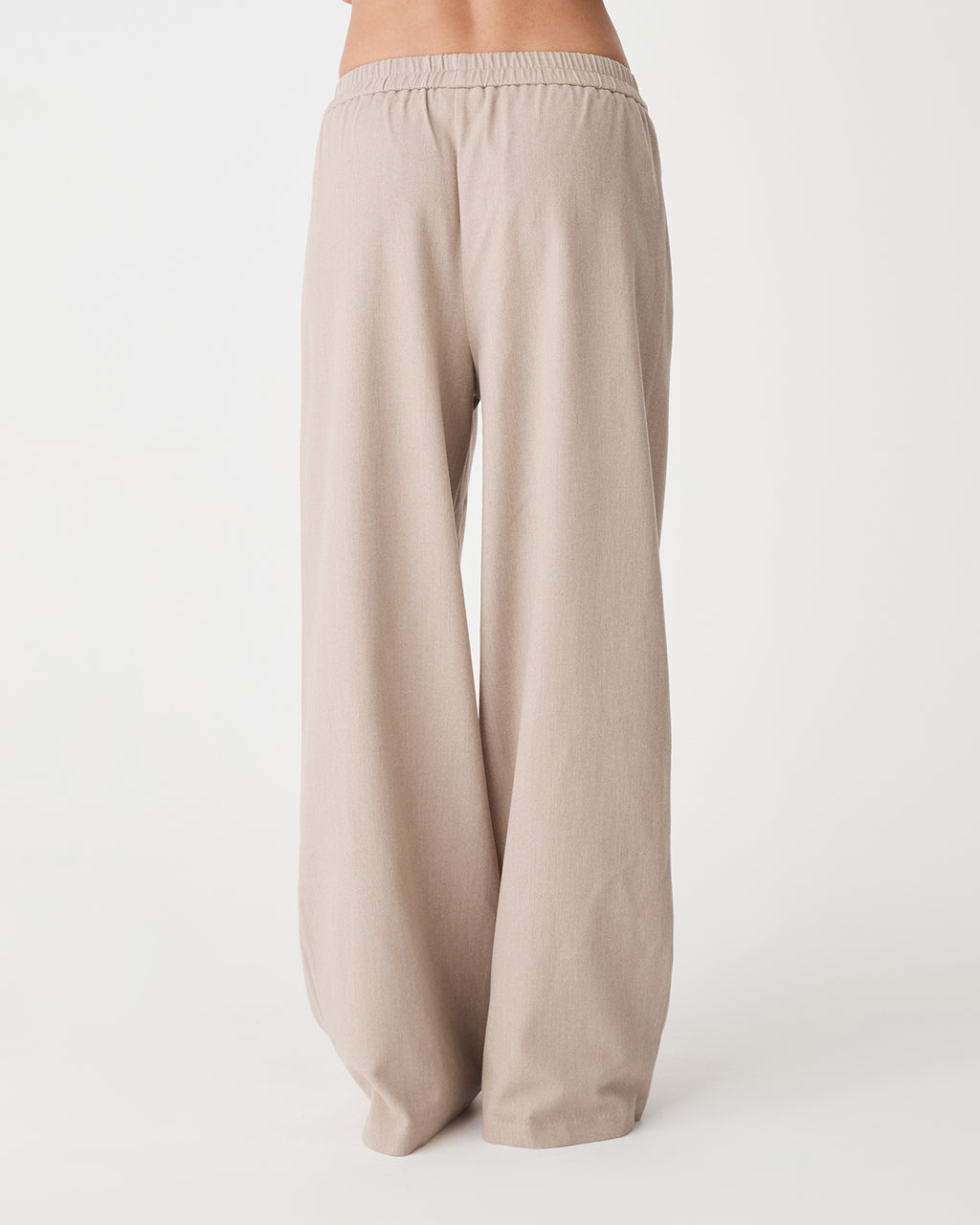 Irene Elastic Waist Pants in oat — back view