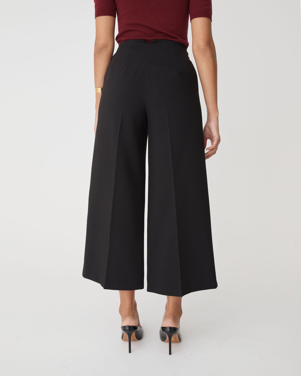 Nikki Culotte Trousers in black — back view