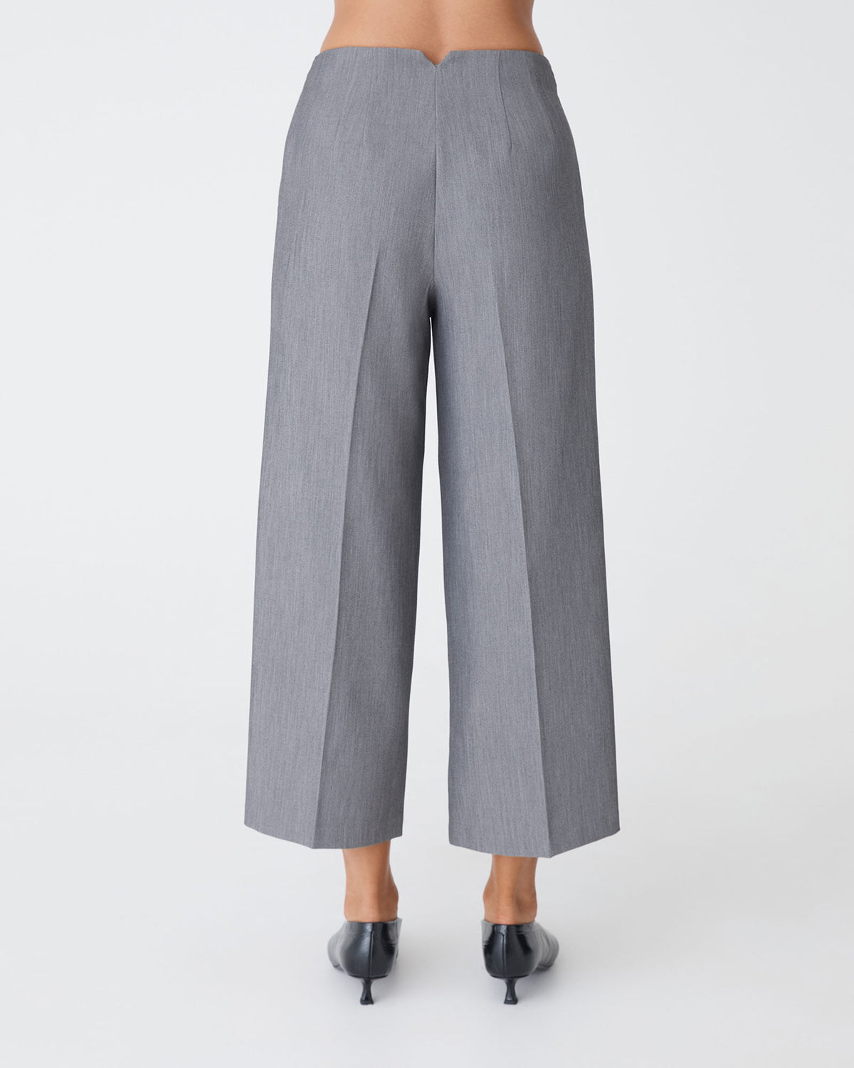 Nikki Culotte Trousers in melange grey — back view