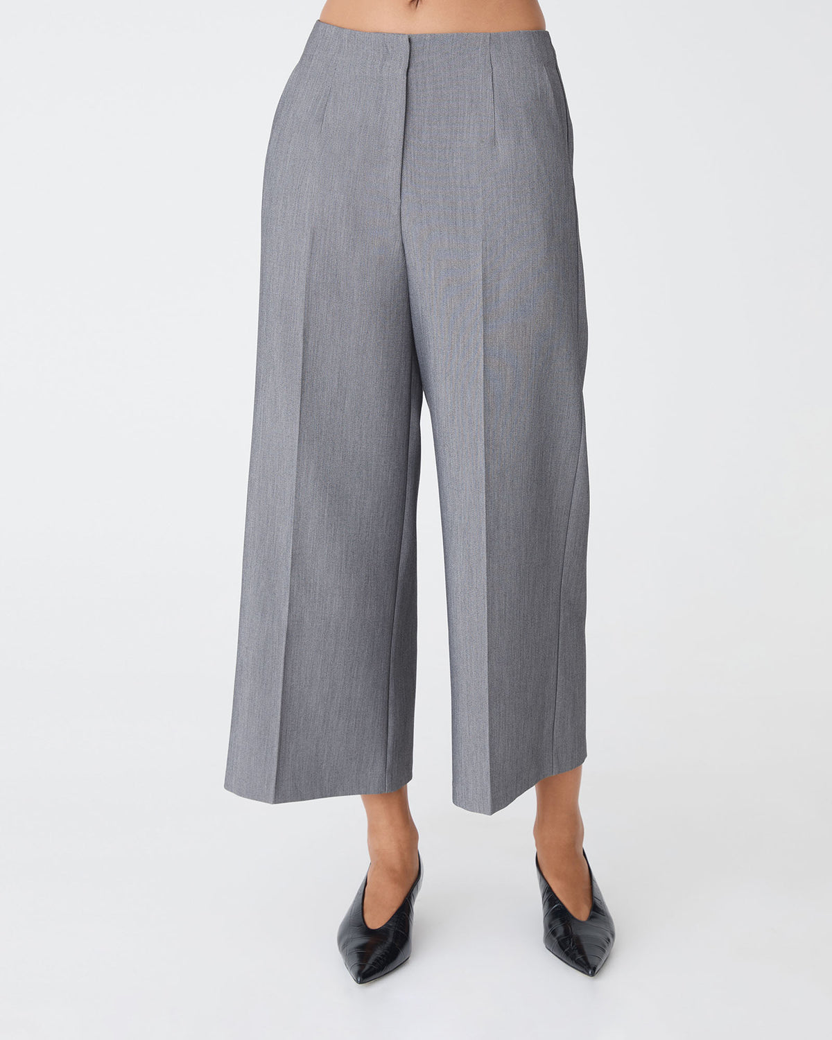 Nikki Culotte Trousers in melange grey — close-up view 2