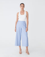 Eden Patch Pocket Culottes in light blue — full-length view