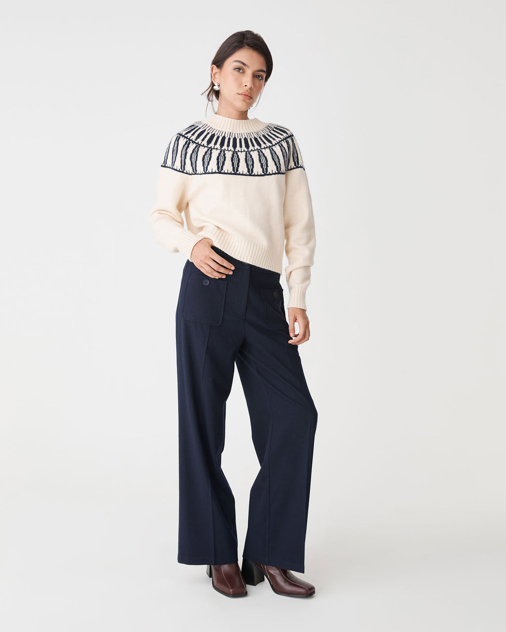 Dale Patch Pocket Pants in dark navy — full-length view 2