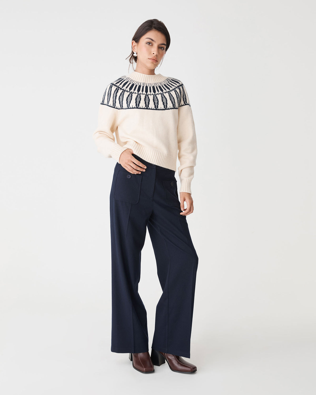 Dale Patch Pocket Pants in dark navy — full-length view 2