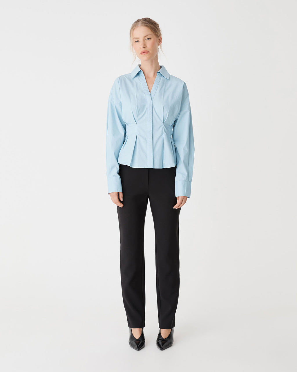 Grace Slim Leg Pants in black — full-length view
