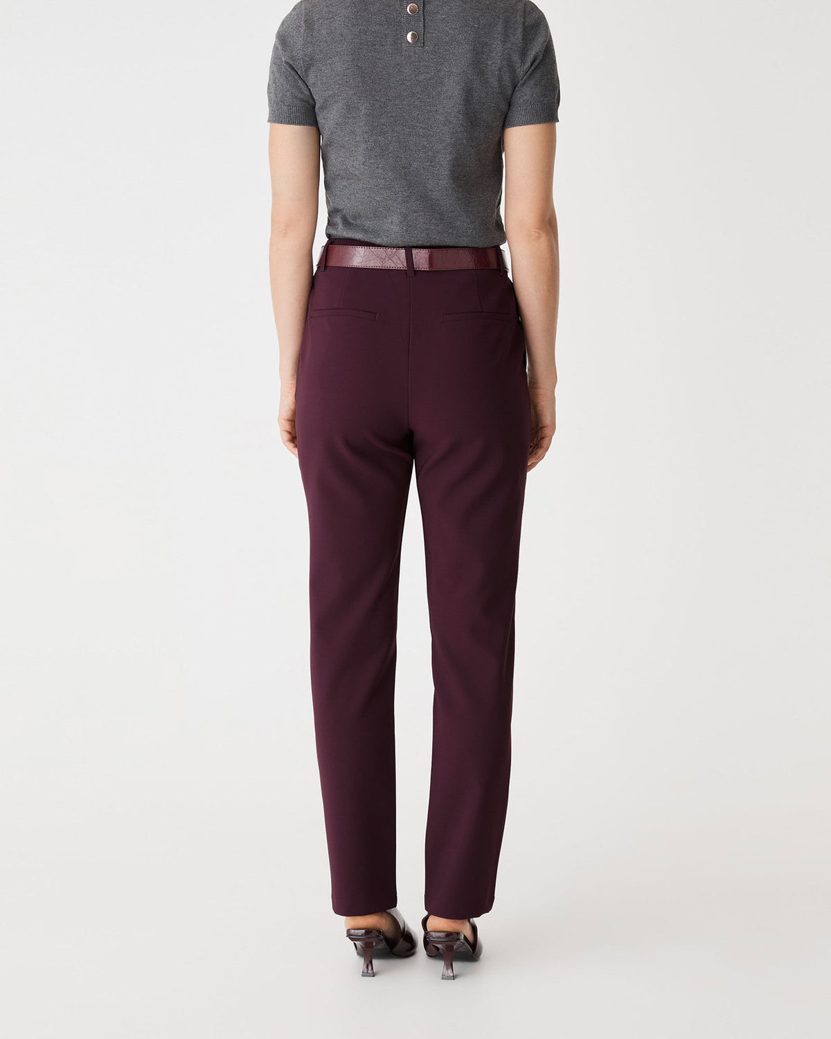 Grace Slim Leg Pants in plum — back view