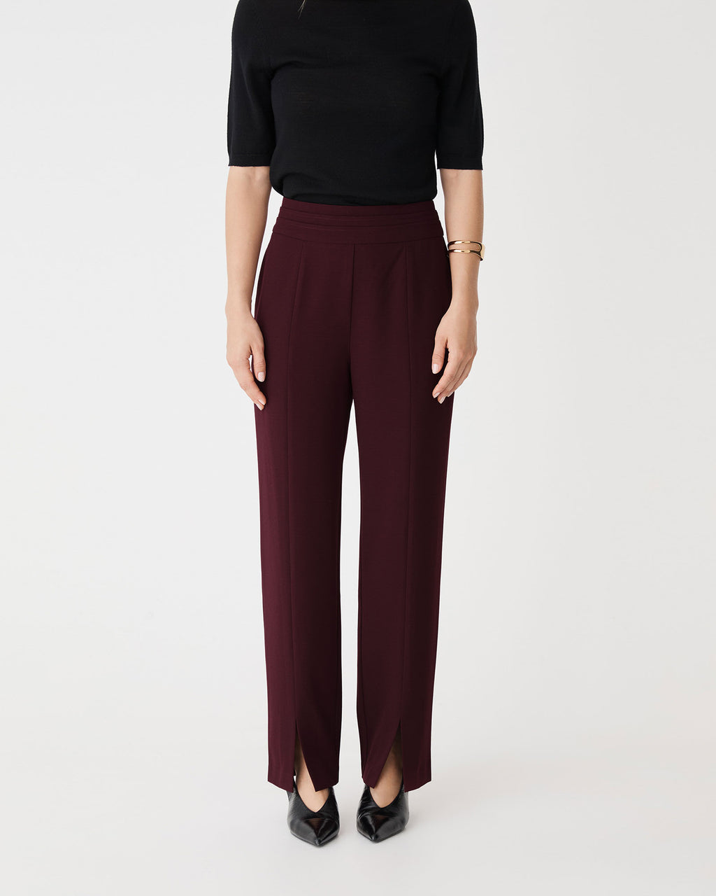 Tilda Split Hem Pants in shiraz — close-up view