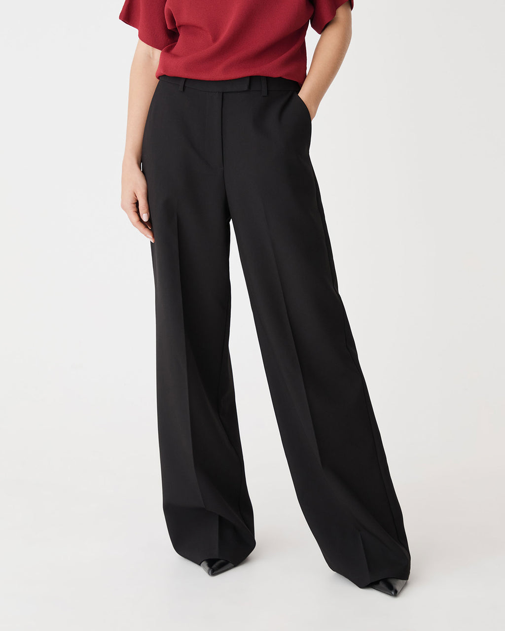 Jordan Straight Leg Pants in black — close-up view