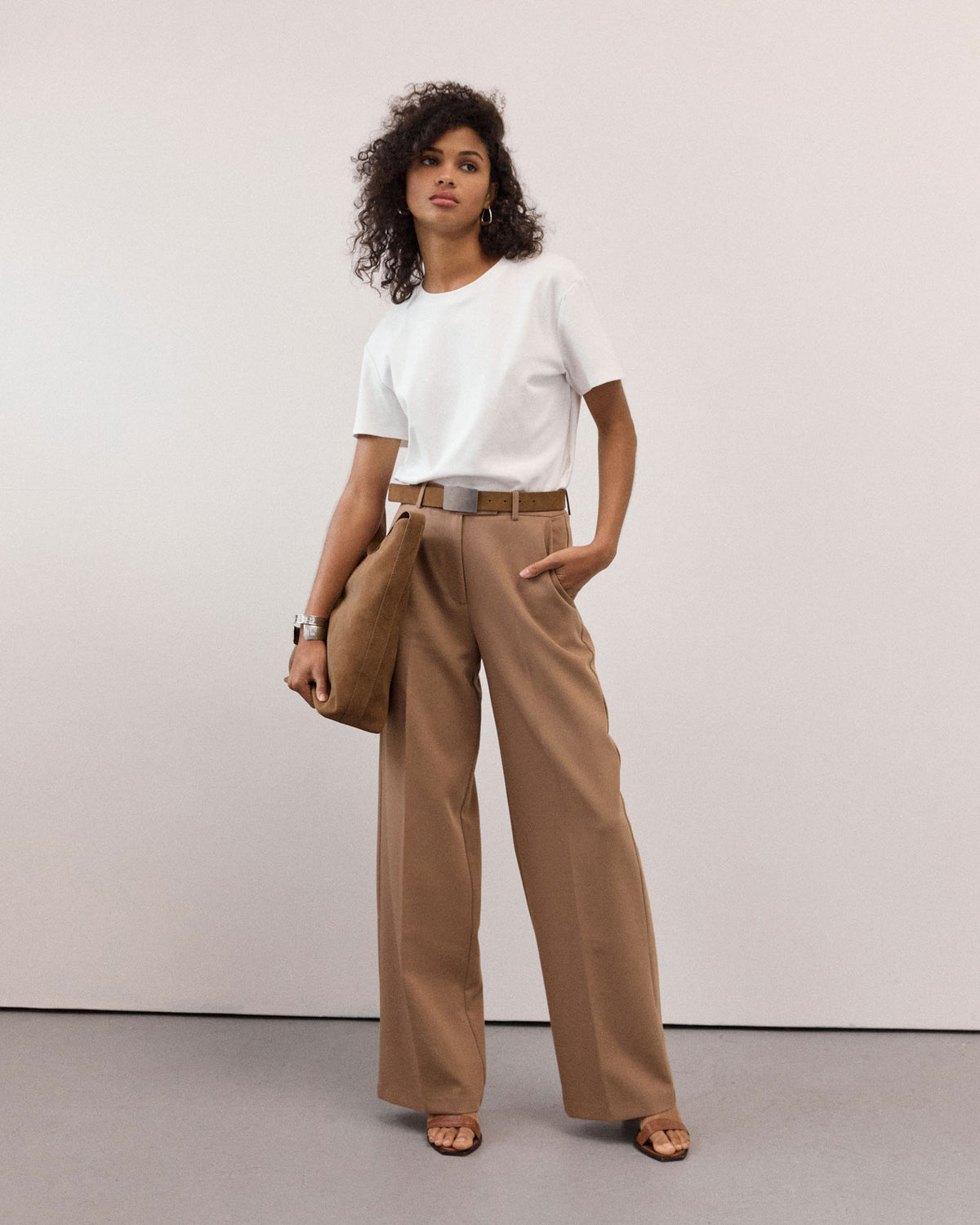 Jordan Straight Leg Pants in caramel — full-length view 3