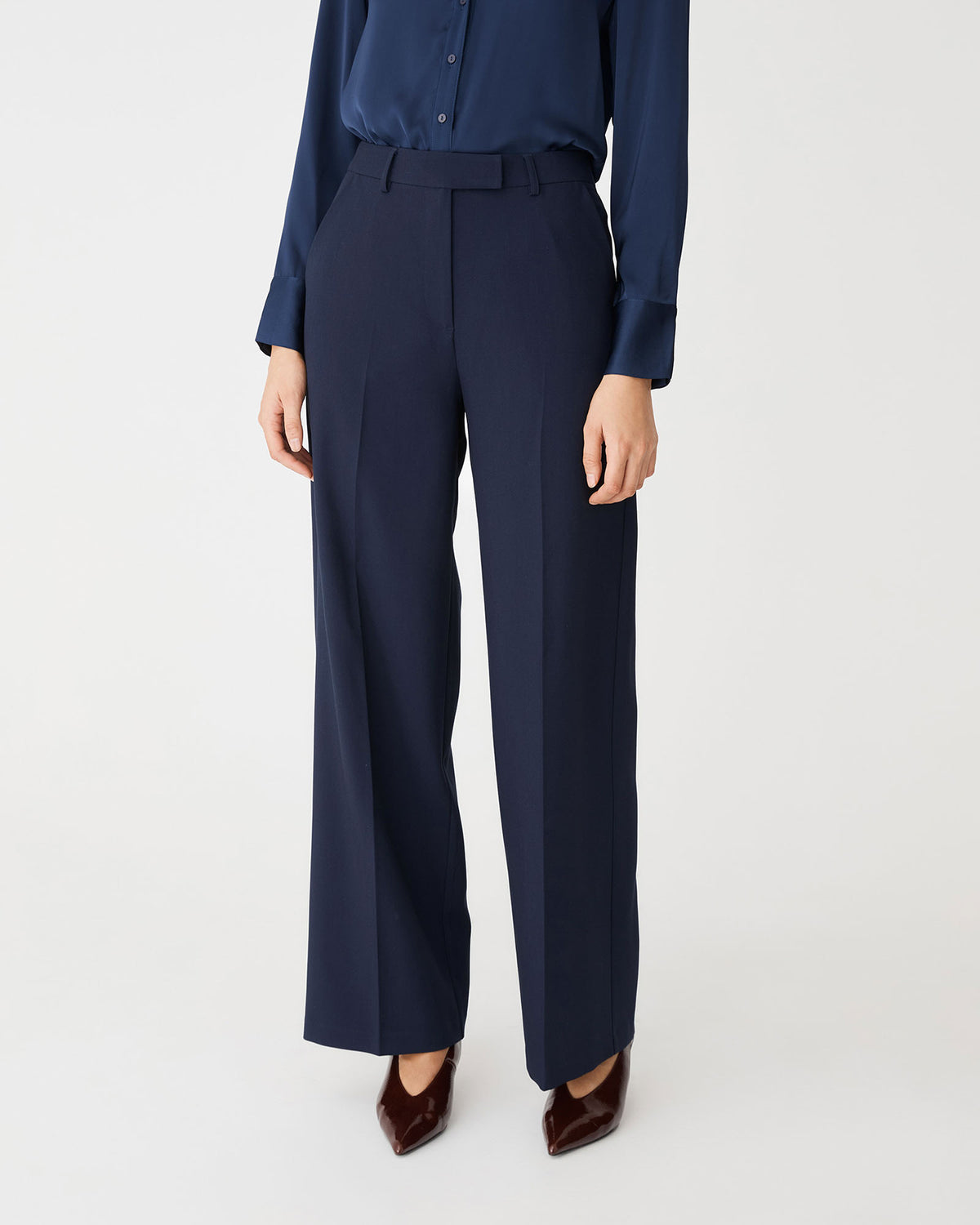 Jordan Straight Leg Pants in navy — close-up view