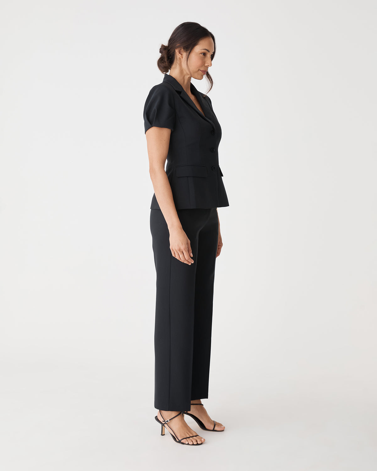 Jennifer Straight Leg Pants in black — side view