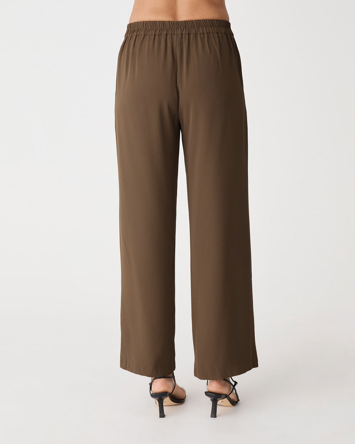 Maggie Elastic Waist Pants in coffee — back view