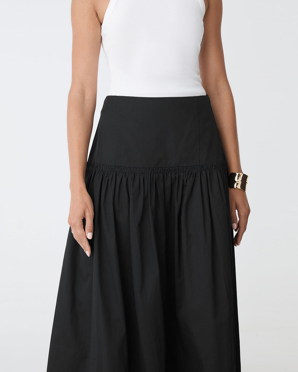 Kayla Cotton Skirt in black — close-up view 2