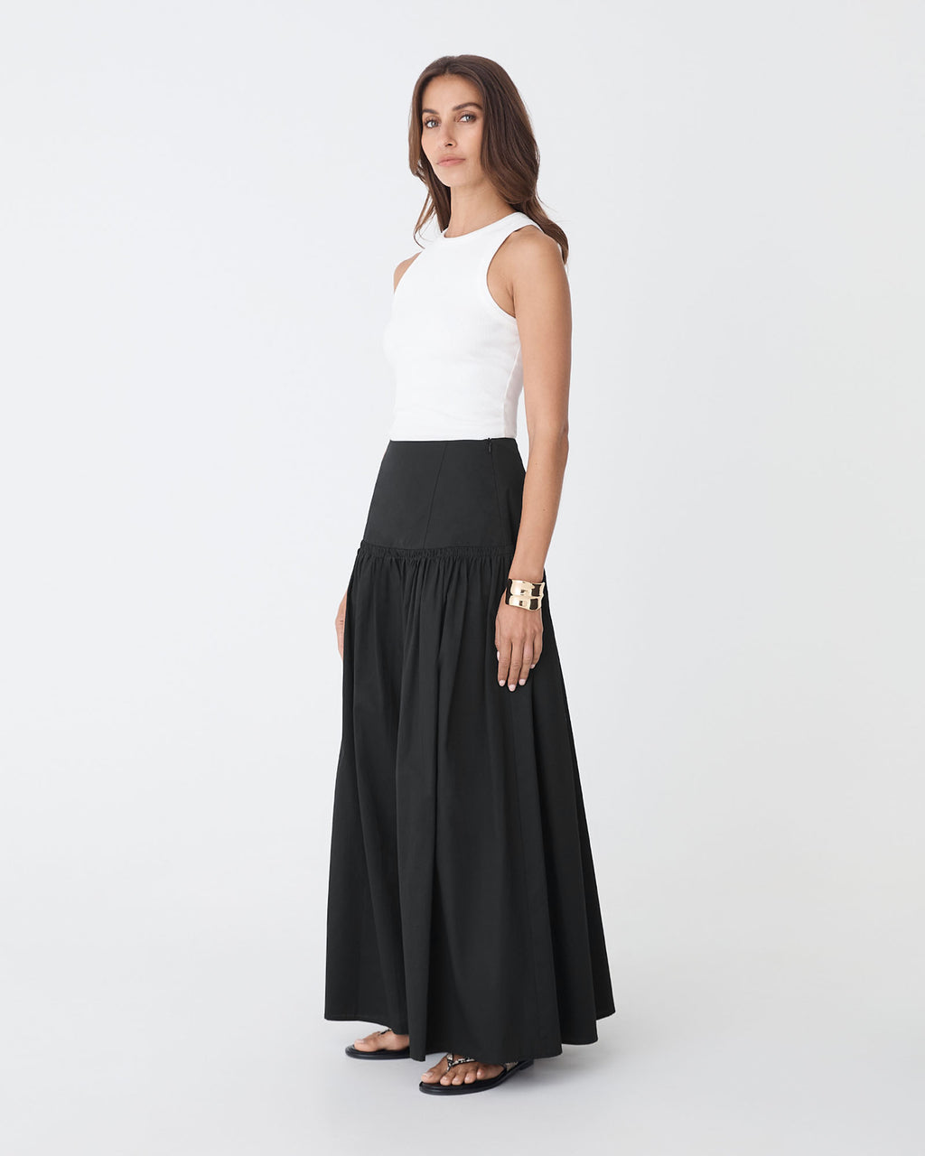 Kayla Cotton Skirt in black — side view