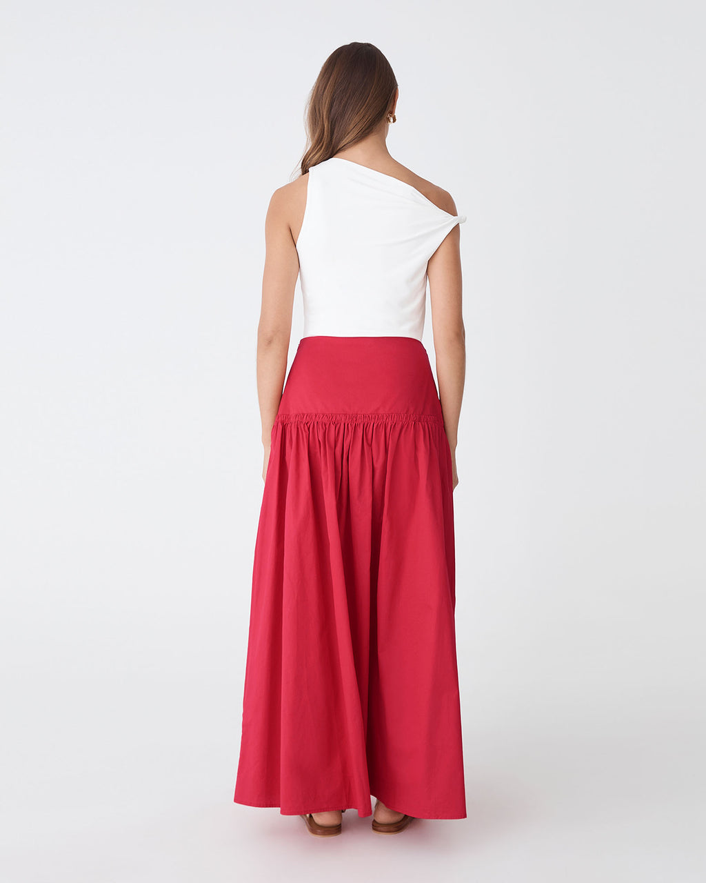 Kayla Cotton Skirt in red — back view