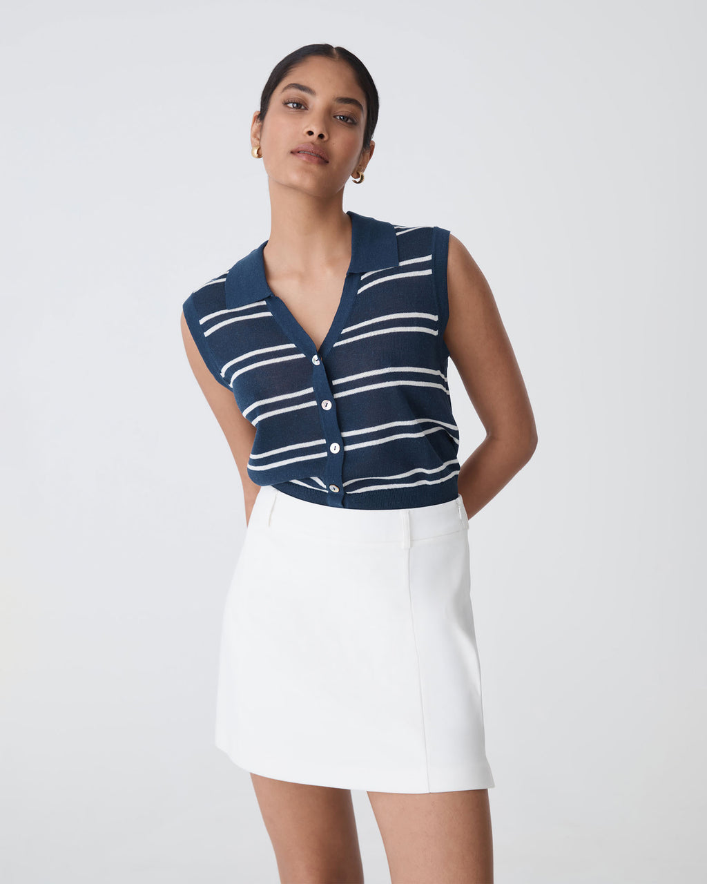 Safira Mini Skort in ivory — close-up view