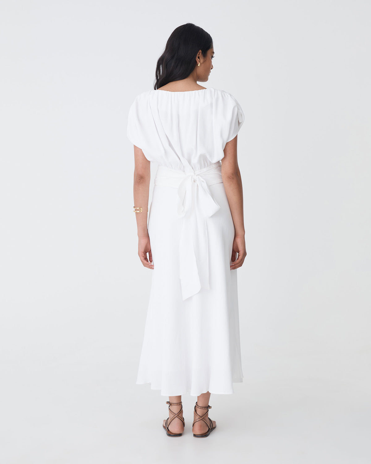 Goulbury A-Line Midi Skirt in ivory — back view