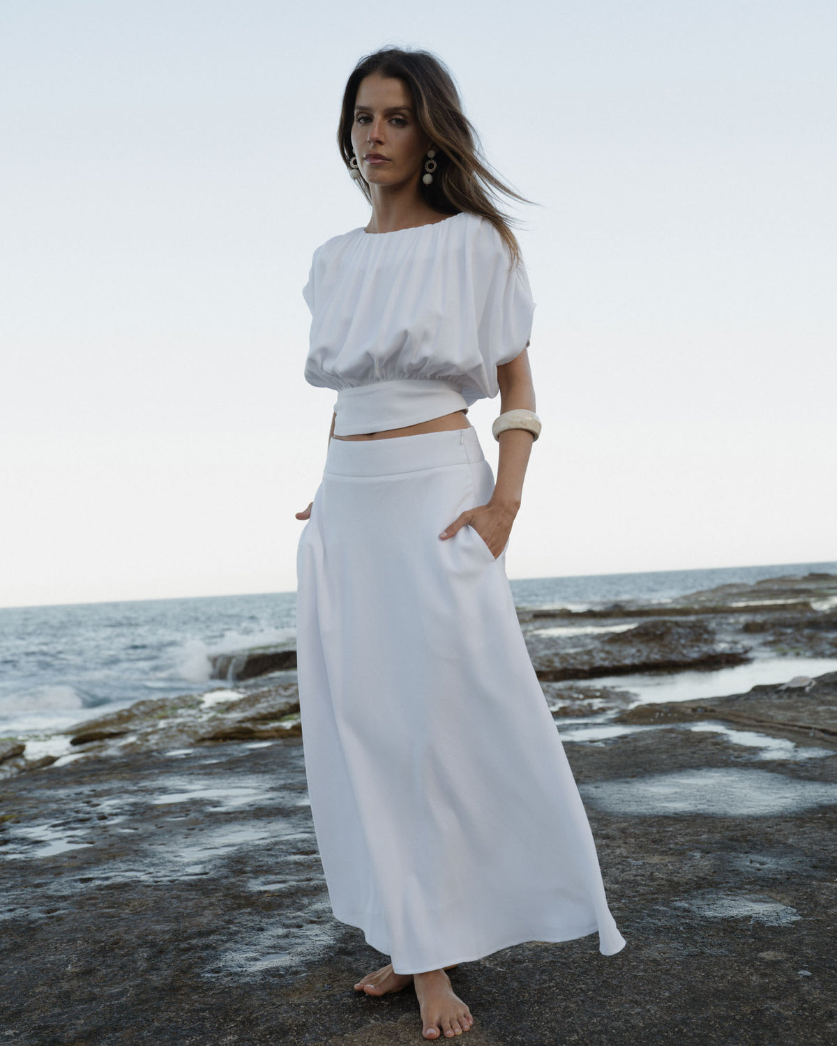 Goulbury A-Line Midi Skirt in ivory — alternate view