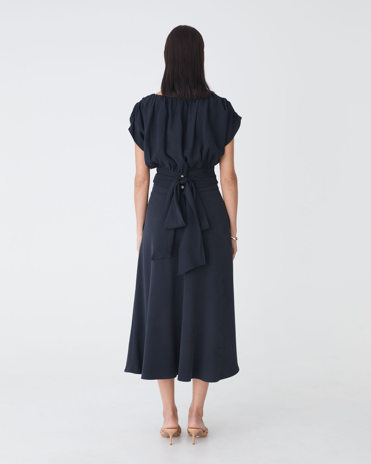 Goulbury A-Line Midi Skirt in navy — back view