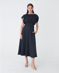 Goulbury A-Line Midi Skirt in navy — full-length view