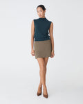 Stevie Mini Skirt in khaki — full-length view