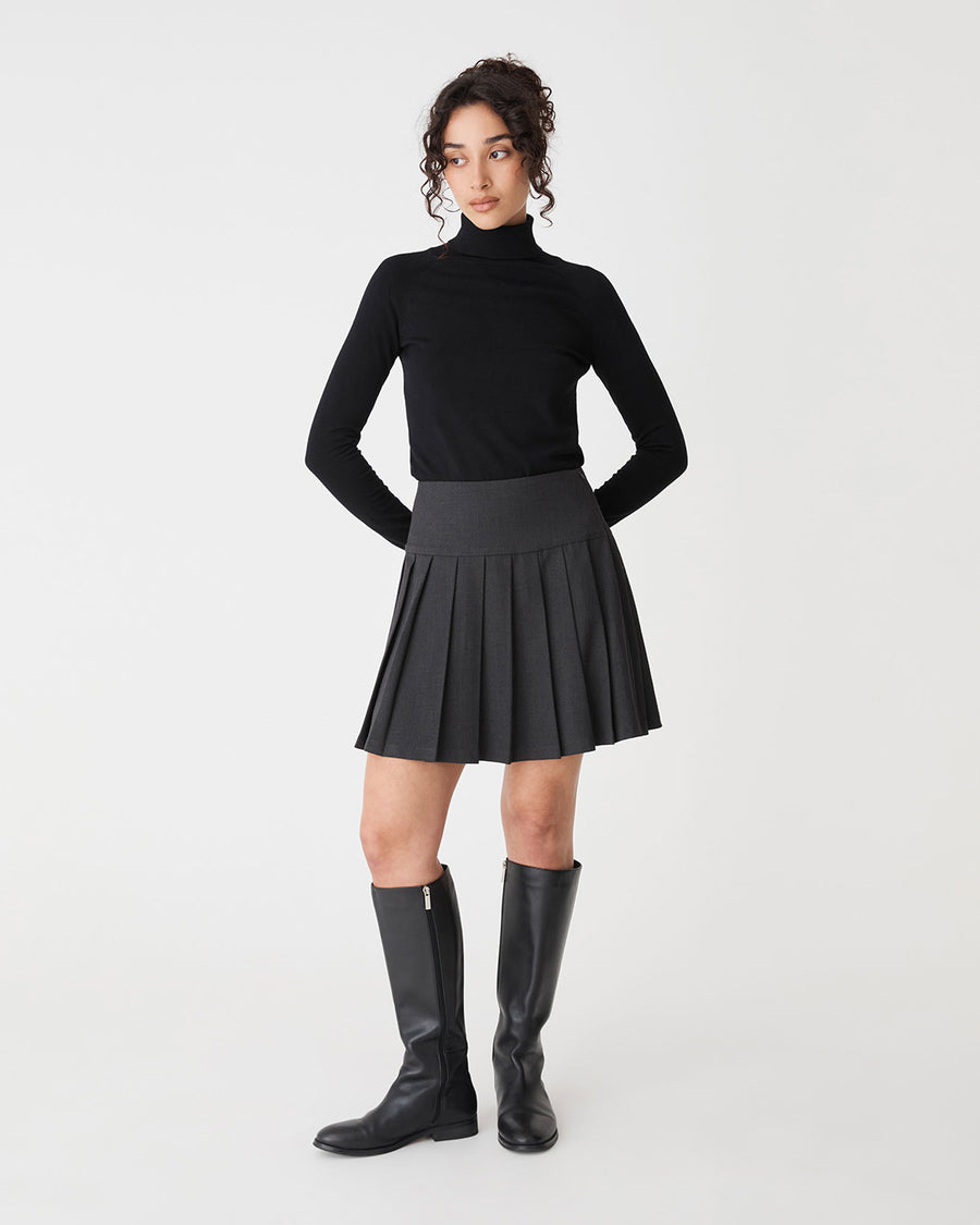 Westwood Pleated Mini Skirt in charcoal — full-length view