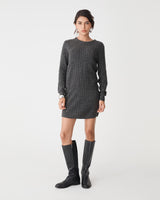 Andie Cable Knit Mini Skirt in charcoal — full-length view