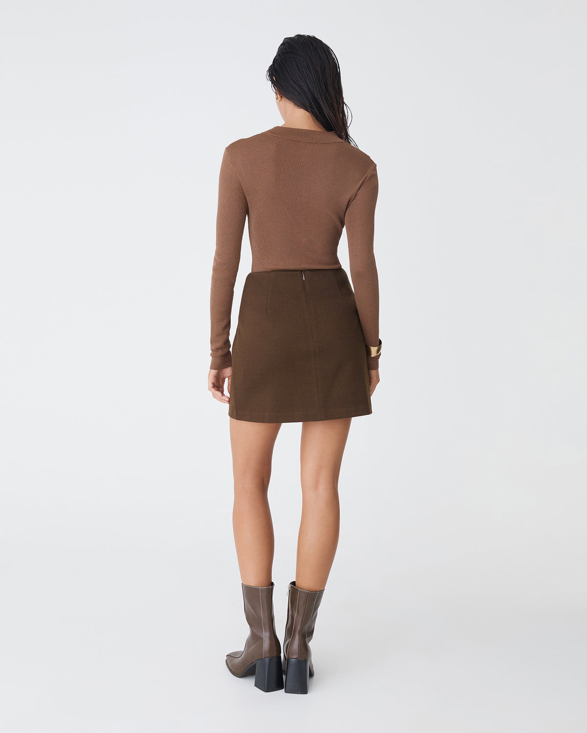Bridget Mini Skirt in espresso — back view