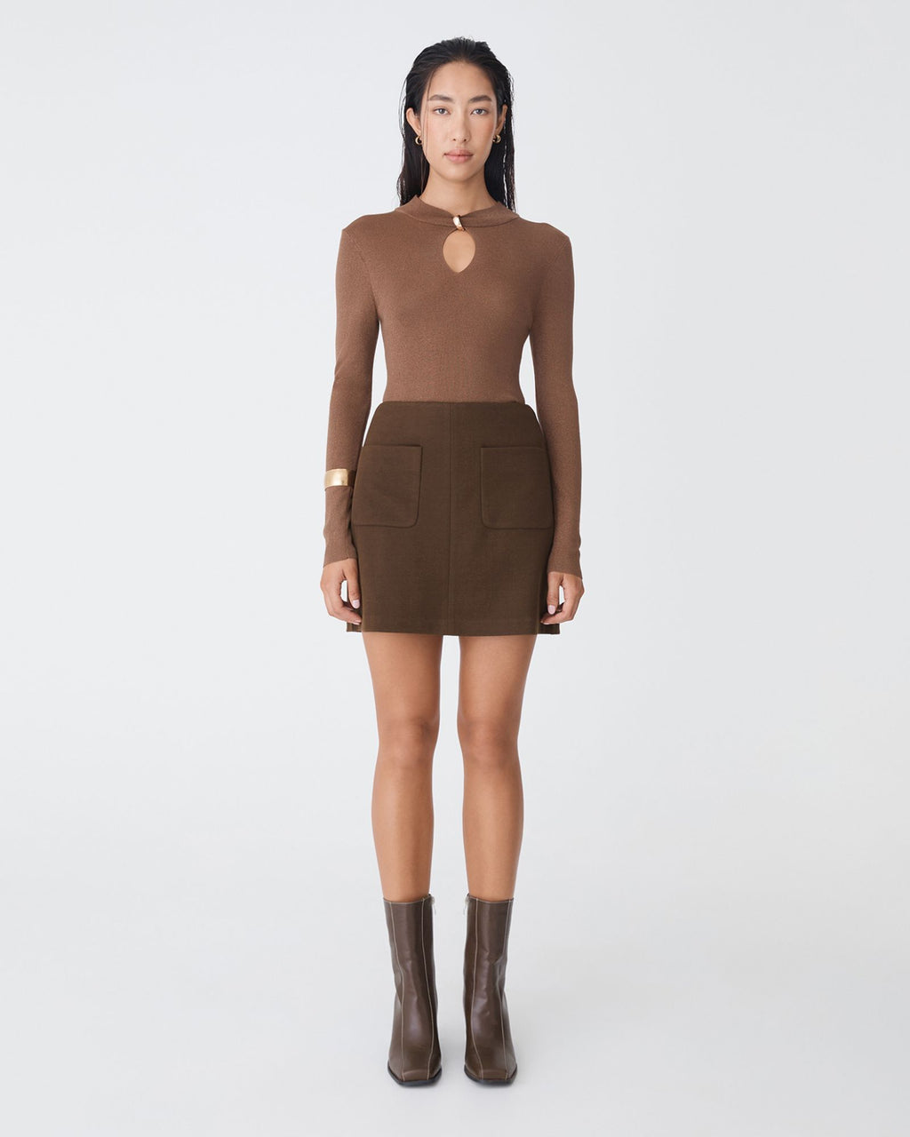 Bridget Mini Skirt in espresso — full-length view 2
