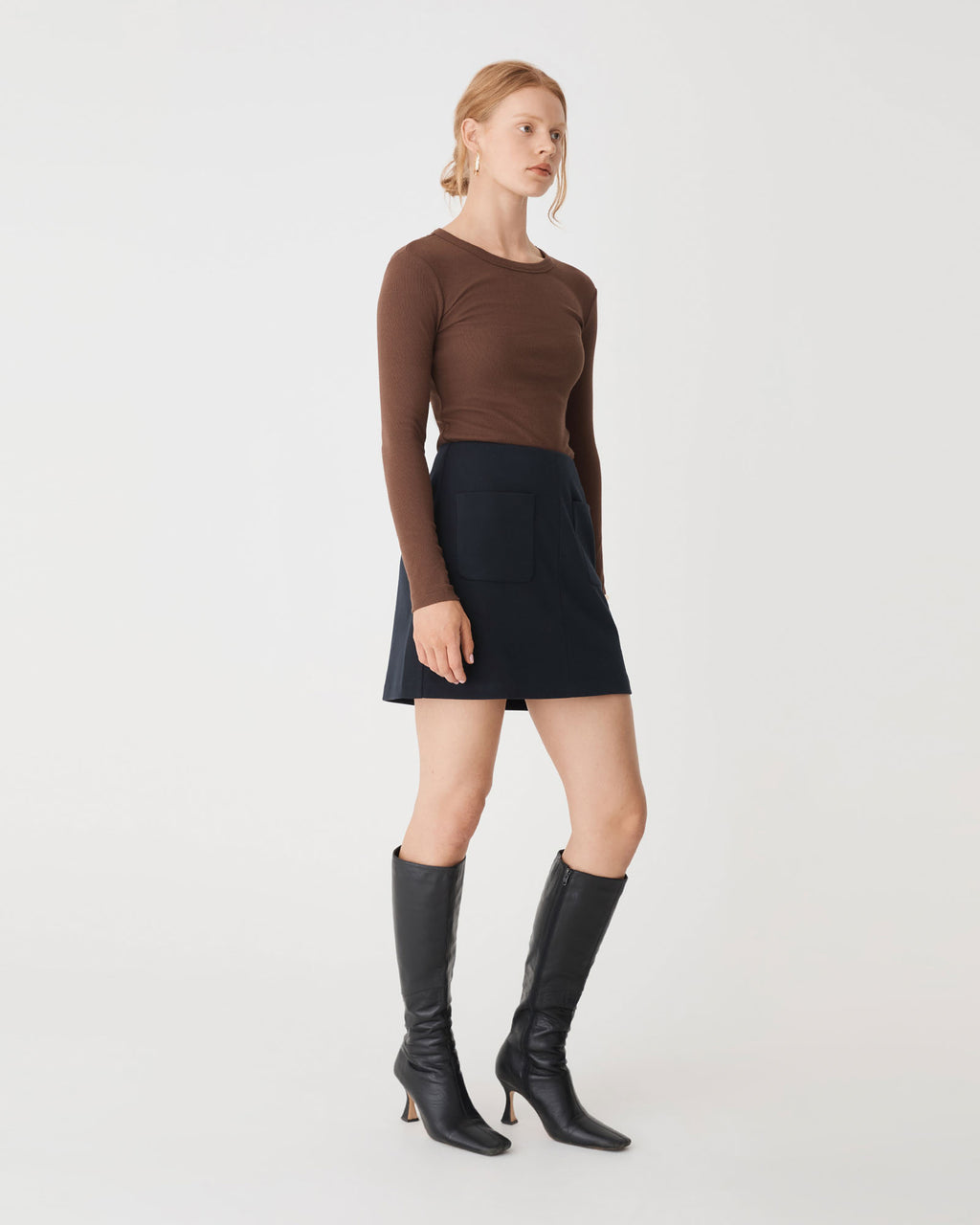 Bridget Mini Skirt in navy — side view
