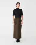 Greta Column Skirt in coffee — full-length view
