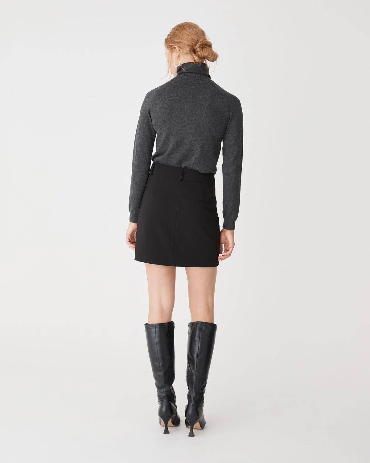 Nikki Straight Mini Skirt in black — back view
