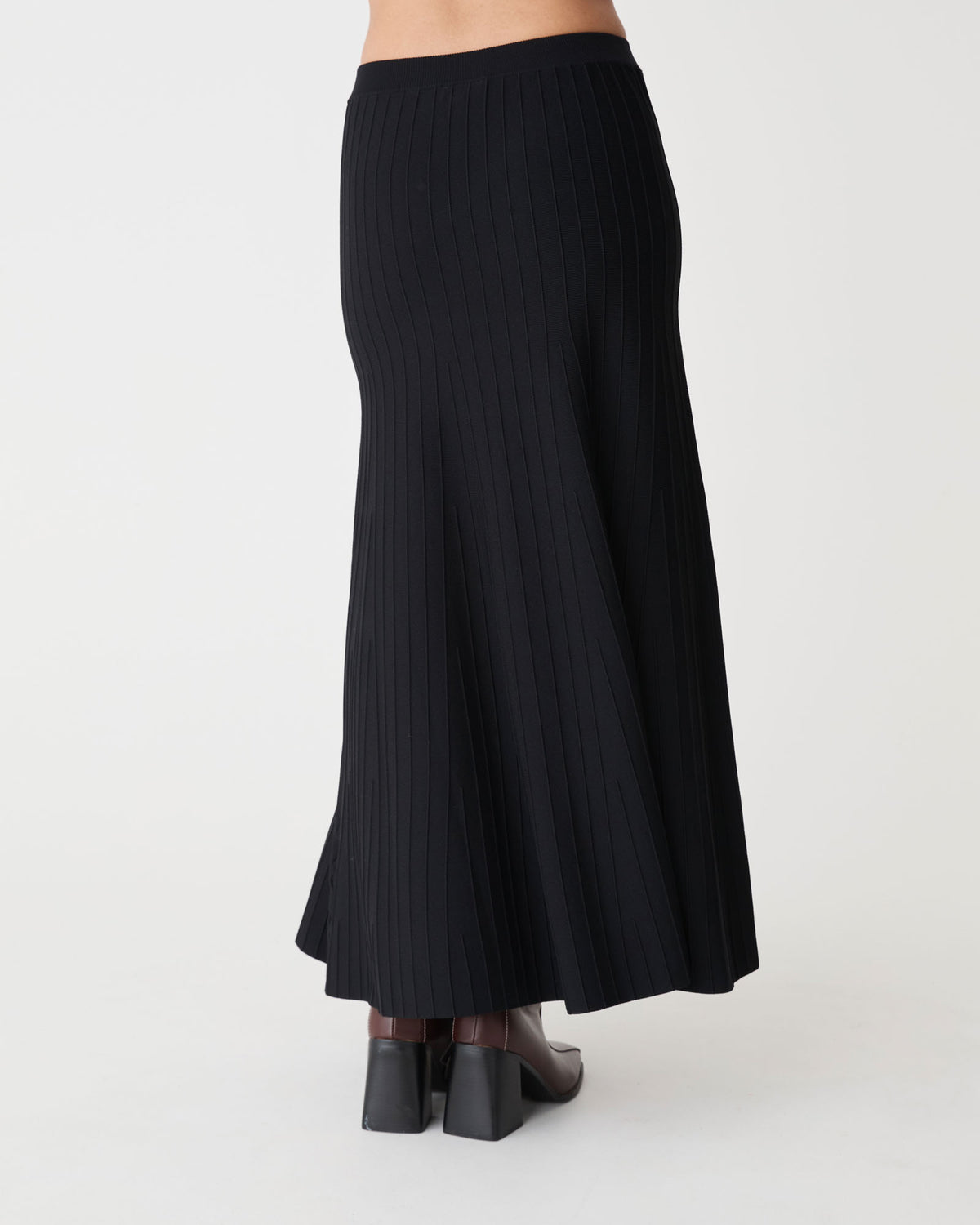 Nevaeh A-Line Knit Skirt in black — back view