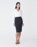 Thea Pencil Skirt in black — full-length view