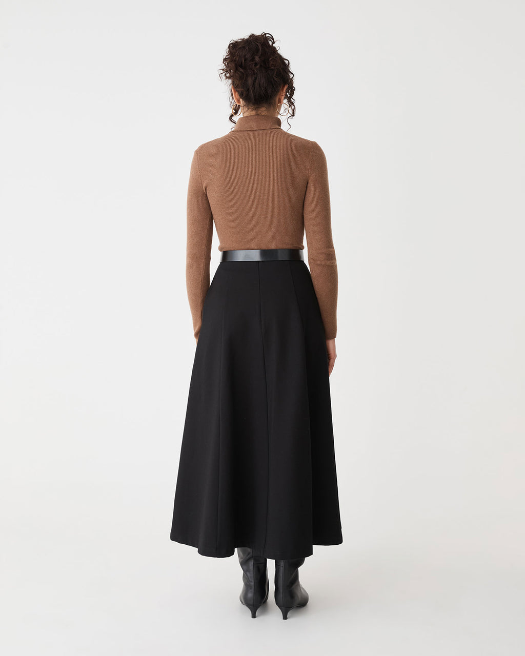 Janice A-Line Ponte Skirt in black — back view