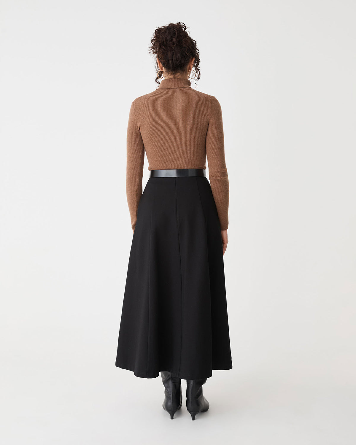 Janice A-Line Ponte Skirt in black — back view