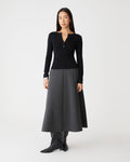 Janice A-Line Ponte Skirt in charcoal marle — full-length view