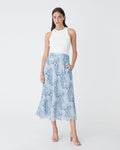 Angie A-Line Skirt in blue paisley — full-length view
