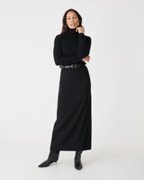 Kaitlyn Crepe Column Skirt in black — full-length view