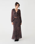 Sonia Snake Maxi Skirt in brown snake — full-length view
